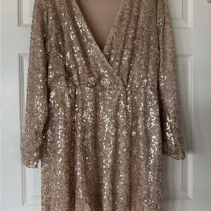 Boohoo Gold Sequin Embellished Gown